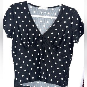 Rebellious dreamer Black Polka Dot Women's Top large Y2K